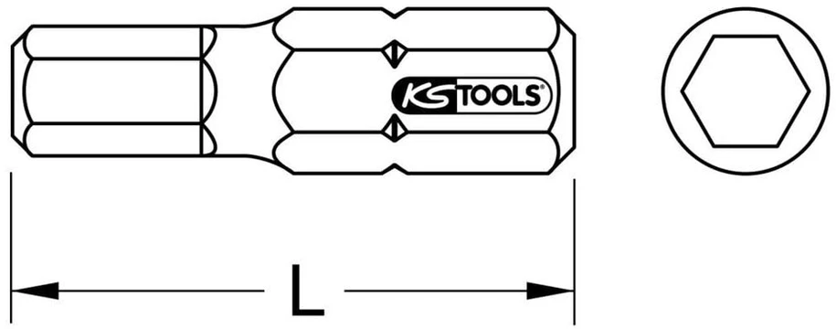 Ks Tools 911.3561 1/4 colio classic šešiakampis antgalis, 25 mm, 2 mm, 5 vnt.