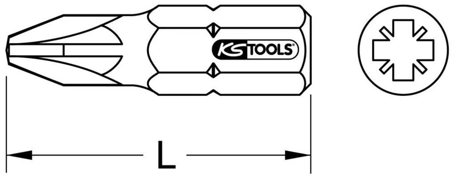 Ks tools 9183215 torsion power bit, 25 mm, pz3 ilgis 1/4 "