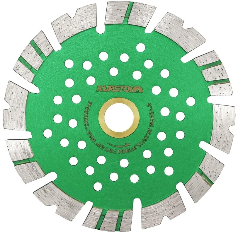 Kurstol deimantinis pjovimo diskas 125 mm - dvigubos funkcijos deimantinis pjovimo diskas, gręžinys 22-16 mm, skirtas keraminių plytelių, porceliano, granito, marmuro pjovimui ir šlifavimui