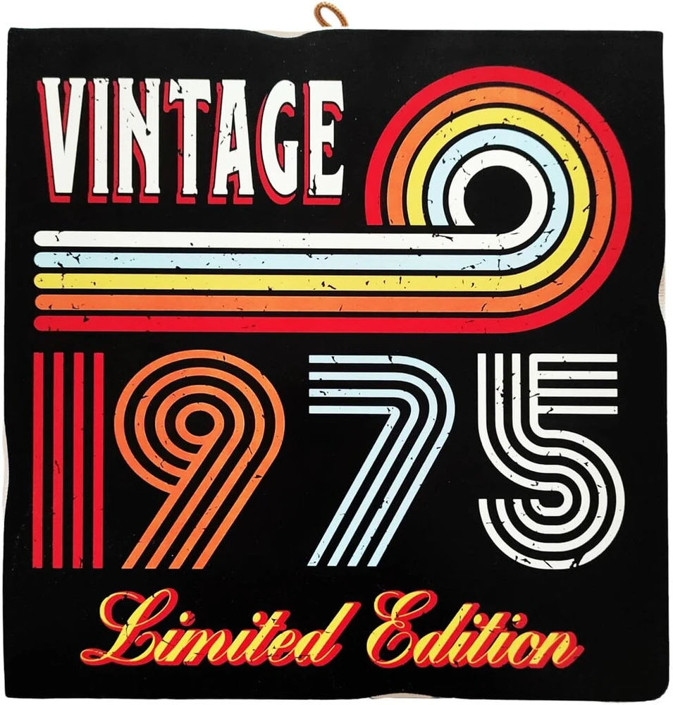 Plakatas Kustom Art 1975 gimimo metų sienos paveikslas 23 x 23 cm medinis sienos paveikslas-atspaudas – smagi gimtadienio dovana gimtadieniui ar bet kokiems renginiams, susijusiems su gimimo metais ar amžiumi