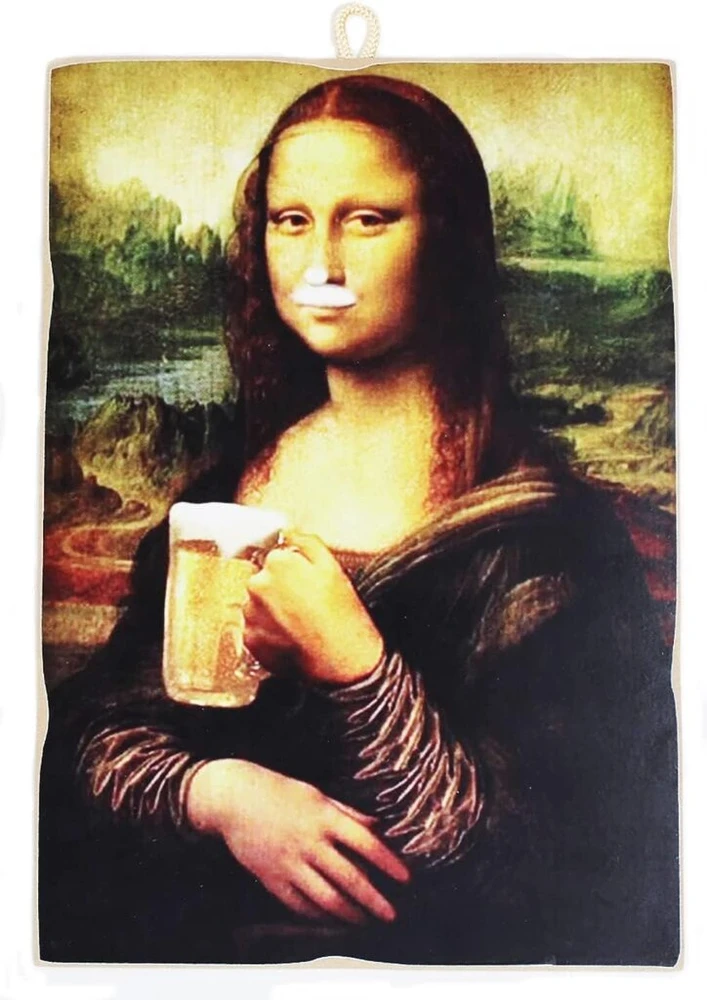 Plakatas Kustom Art 4 vnt. vintažinių paveikslų rinkinys La Gioconda Mona Lisa Leonardo da Vinci 25 x 18 cm medinis atspaudas