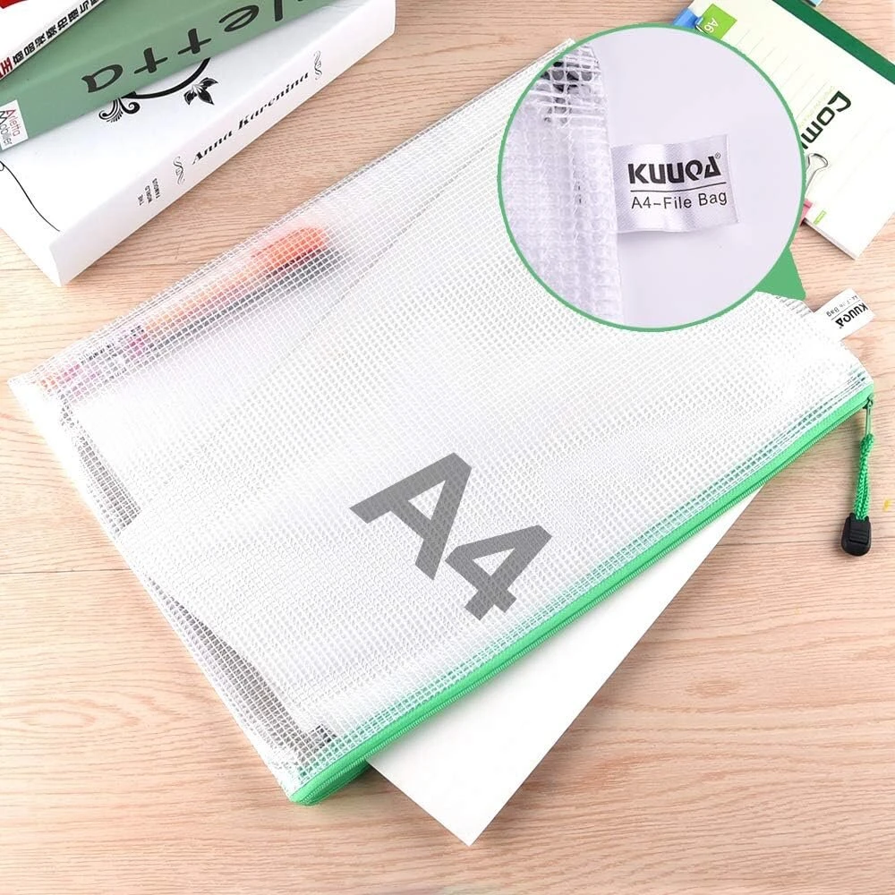 Kuuqa 10 vienetų A4 formato plastikiniai aplankai su užtrauktuku dokumentams, skirti biurams ir mokykloms