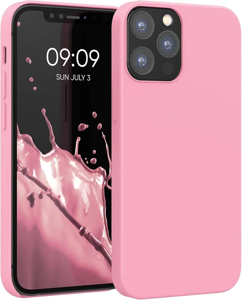 Kwmobile telefono dėklas, skirtas iphone 12 / iphone 12 pro - silikoninis telefono dėklas - minkštas paviršius - belaidis įkrovimas - šviesiai rožinis