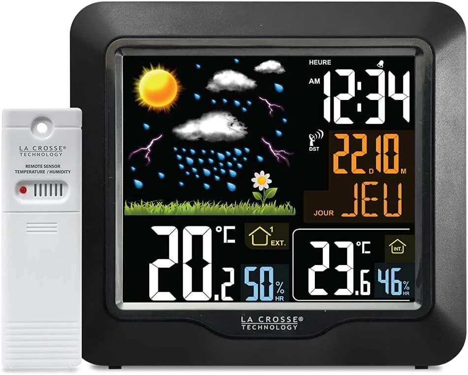 La Crosse Technology Ws6820 belaidė meteorologijos stotis su spalvotu lcd ekranu - juoda