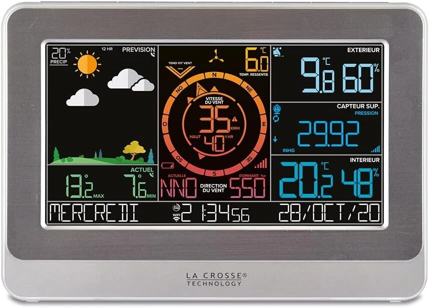 La Crosse Technology - ws6869 profesionali meteorologijos stotis su wi-fi ryšiu - balta/sidabrinė