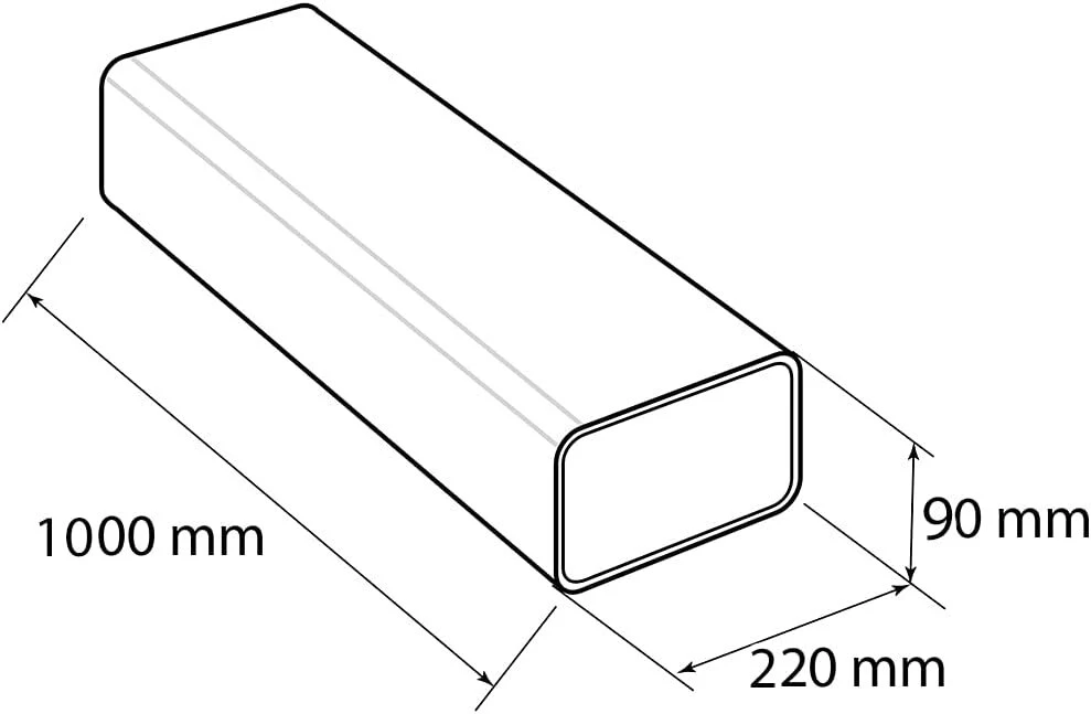 La Ventilazione stačiakampis baltas Pvc ortakis 220 mm x 90 mm Ct1229b