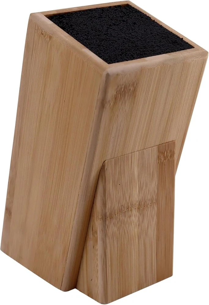Lacers Purpleline bambuko virtuvinių peilių blokas su lanksčiu šerelių įdėklu, peilių laikiklis visų dydžių peiliams, 160 x 110 x 245 mm, tvirtas dizainas, vietą taupantis ir patvarus peilių stovas