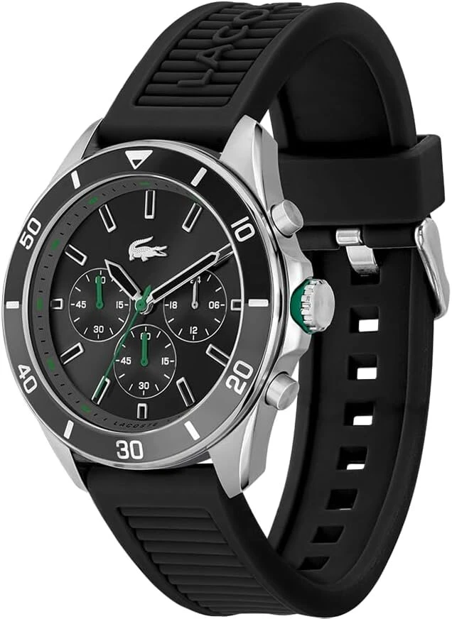 Lacoste Chronograph Vyriškas Laikrodis su Juodu Silikoniniu Dirželiu
