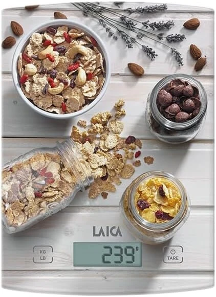 Laica elektroninės virtuvinės svarstyklės stiklinės Lcd 5kg 4.5kg 1vnt