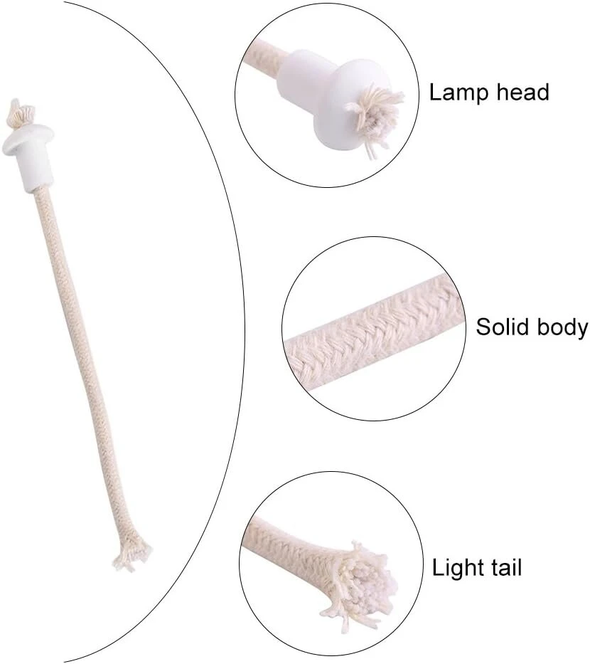 Lamp wick 7 vnt 185 mm / 7.3 colio keraminis laikiklis deglas vyno butelio aliejinė žvakė lempa stiklo pluošto karščiui atsparios žibalo dagtys baltos spalvos, Haofy