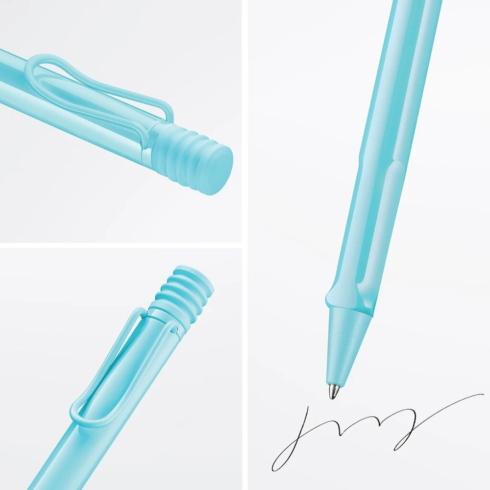 Lamy Safari Aquasky rutulinis parkeris – nesenstantis klasikinis rutulinis parkeris su ergonomiška rankena ir tvirtu Asa plastiku – komplekte didelis M 16 pildiklis, M linijos storis, juodas