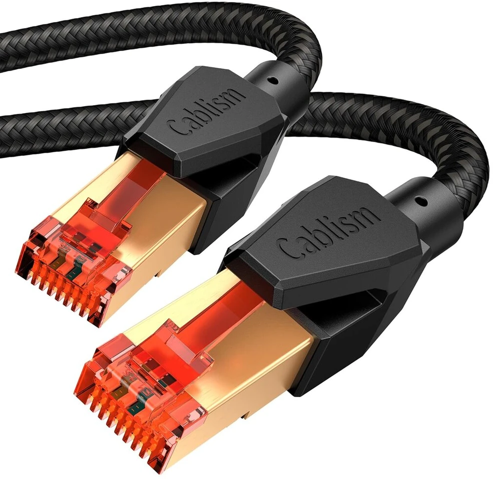 Lan kabelis Cat 8, 3m, 40 Gbps, 2000 Mhz, juodas nailoninis apvalkalas