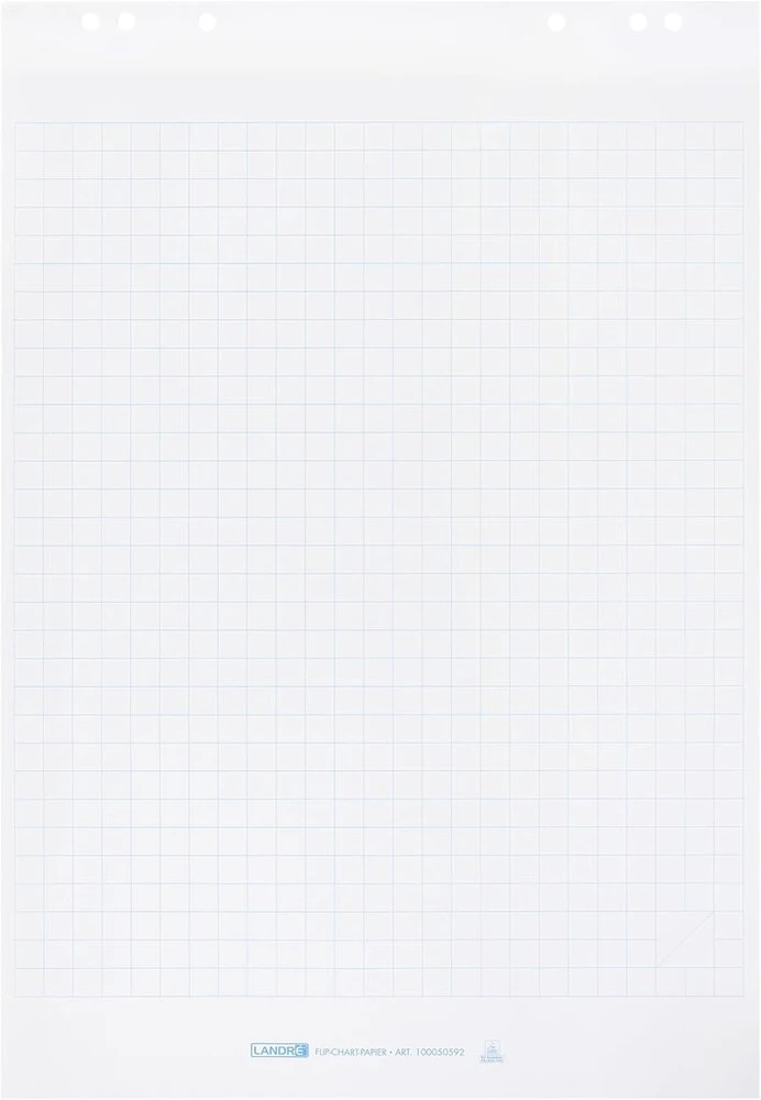 Landré flipchart popierius kvadratinis, 20 lapų viename bloke, 6 skylės, 5 blokų pakuotė