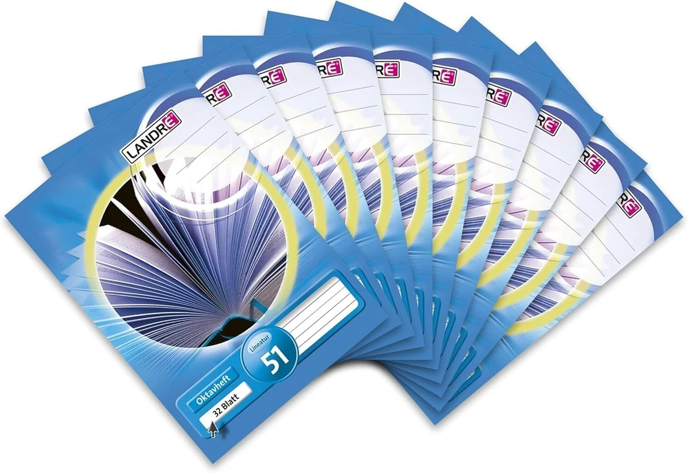 Landré Octave sąsiuvinis A6 linijomis, 51, 32 lapai, 70 g/m², mėlynas, 10 vnt.