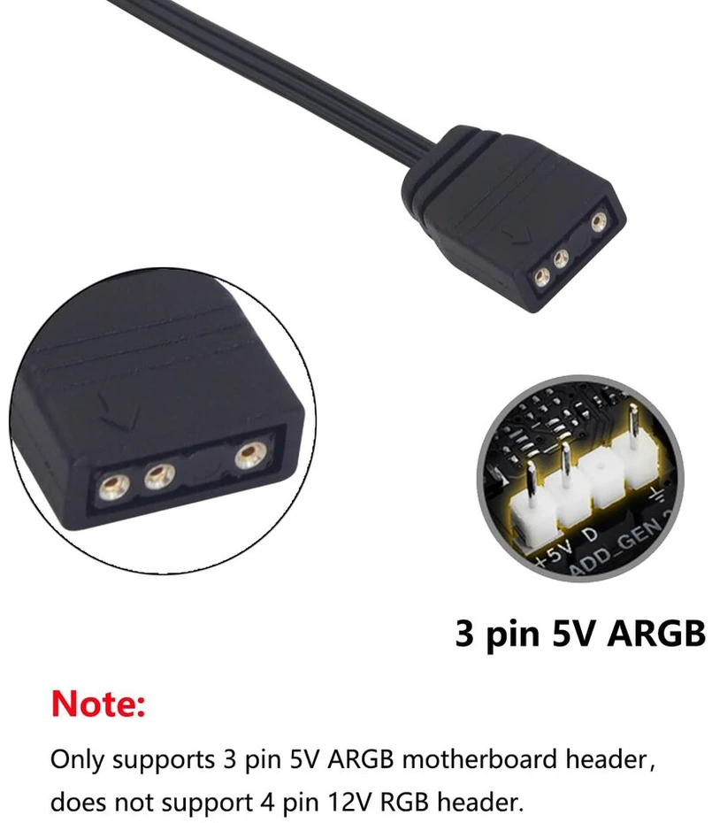 Lanminglel argb skirstymo kabelis, 5 v 1 moteriška į 2 moteriškas 3 kontaktų ilgintuvas, argb ilgintuvas, skirtas kompiuterio pc argb ventiliatoriams ir kitoms argb led serijoms (1 į 2)