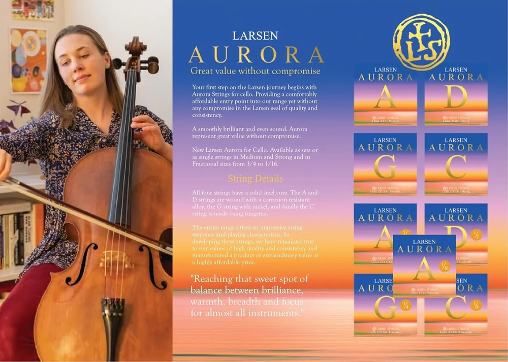 Larsen Strings Aurora violončelės stygos Medium A 1/2 Medium