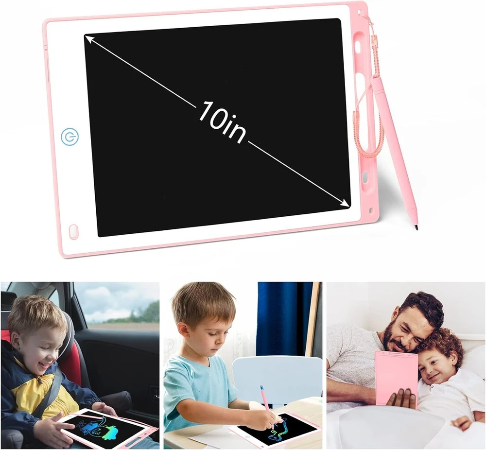 Lcd rašymo planšetė 10 colių su pieštuku, rožinė