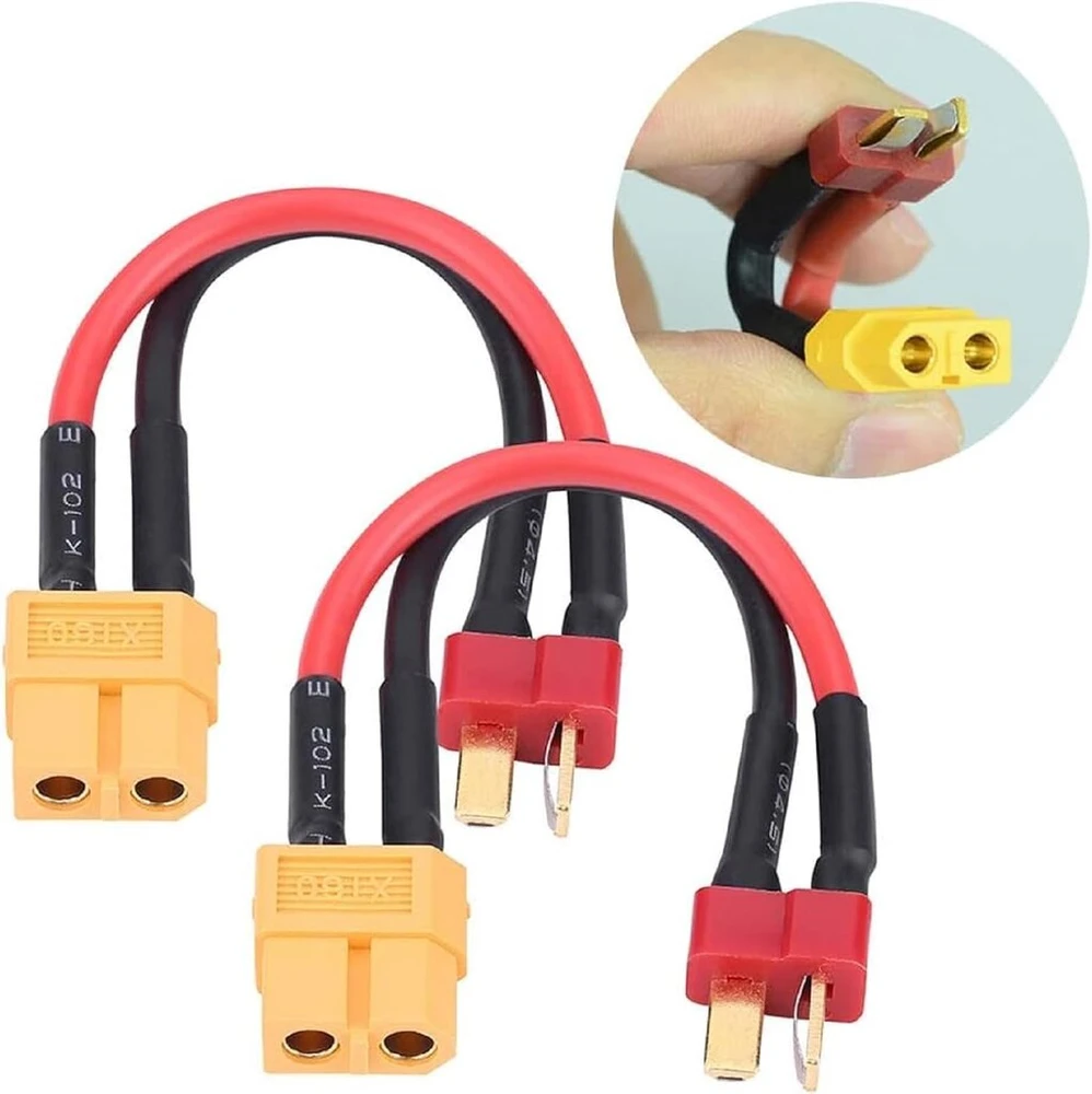 Ldafava Xt60 kištuko kabelis, 2 vnt./rinkinys Xt60 į T kištuko adapterio kabelis Rc priedai 10 cm 14awg kabelis Rc akumuliatoriaus jungčiai (t kištukas į Xt60 lizdą)