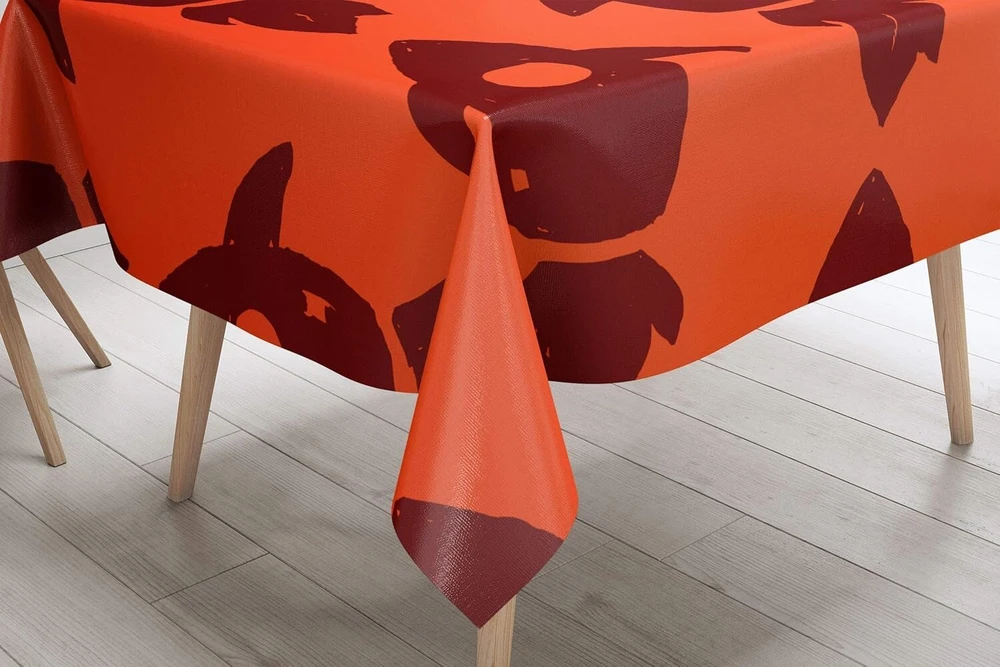 Le Jardin du Lin virtuvinė dekoratyvinė staltiesė oranžinė bordo 140 x 140 cm - sukurta ir pagaminta Turkijoje