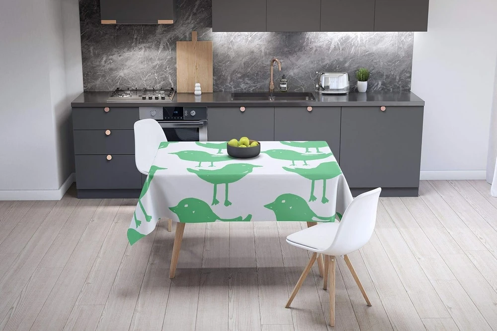 Le Jardin du Lin virtuvinė dekoratyvinė staltiesė Petrol Žalias Baltas 140 x 140 cm - sukurta ir pagaminta Turkijoje