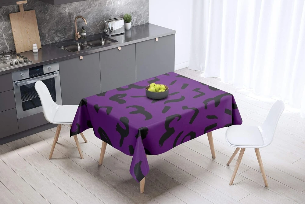 Le Jardin du Lin virtuvinė dekoratyvinė staltiesė, violetinė, juoda, 140 x 140 cm - sukurta ir pagaminta Turkijoje