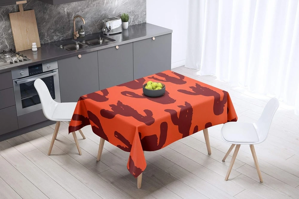 Le Jardin du Lin virtuvinė dekoratyvinė staltiesė oranžinė bordo 140 x 140 cm - sukurta ir pagaminta Turkijoje