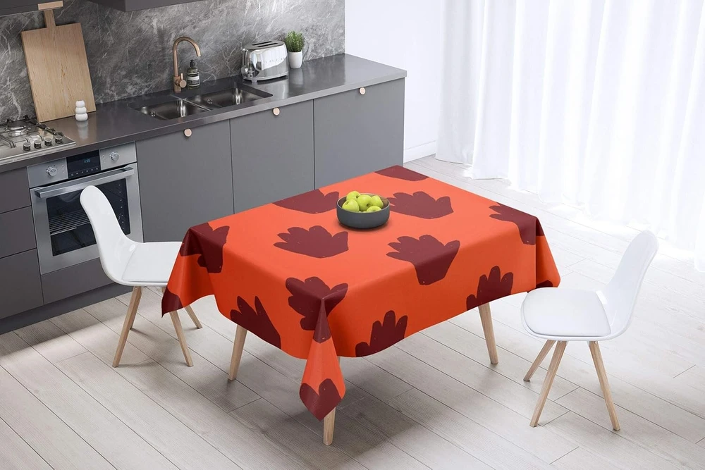 Le Jardin du Lin virtuvinė dekoratyvinė staltiesė oranžinė bordo 140 x 140 cm - sukurta ir pagaminta Turkijoje