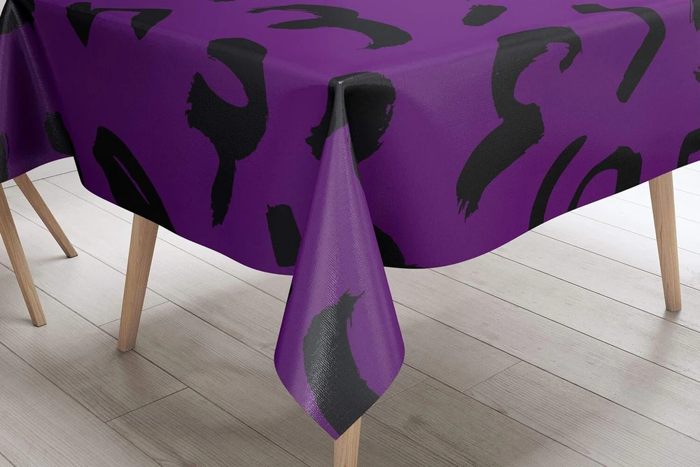 Le Jardin du Lin virtuvinė dekoratyvinė staltiesė, violetinė, juoda, 140 x 140 cm - sukurta ir pagaminta Turkijoje