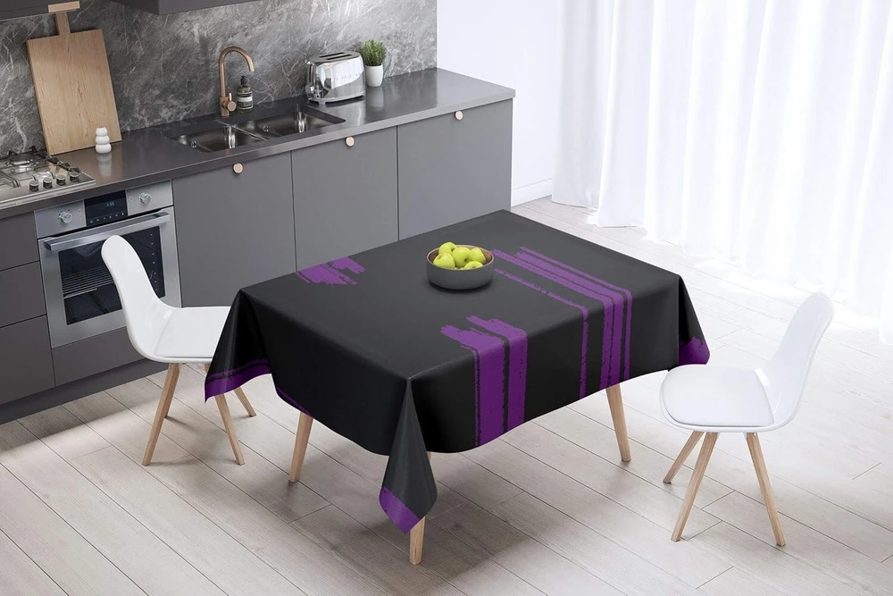 Le Jardin du Lin virtuvinė dekoratyvinė staltiesė, violetinė, juoda, 140 x 140 cm - sukurta ir pagaminta Turkijoje