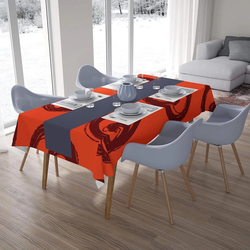 Le Jardin du Lin virtuvinis dekoratyvinis staltiesė oranžinė bordo 140 x 200 cm - sukurta ir pagaminta Turkijoje