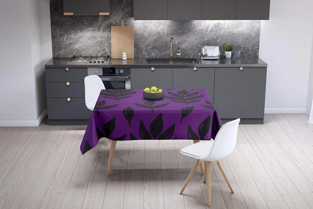 Le Jardin du Lin virtuvinis dekoratyvinis staltiesė, violetinė, juoda, 140 x 140 cm - sukurta ir pagaminta Turkijoje