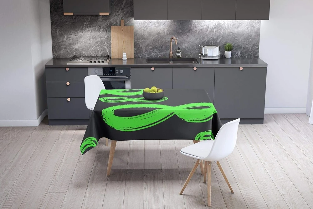 Le Jardin du Lin virtuvinis dekoratyvinis staltiesė, neoninė žalia dūmų spalva 140 x 140 cm - sukurta ir pagaminta Turkijoje