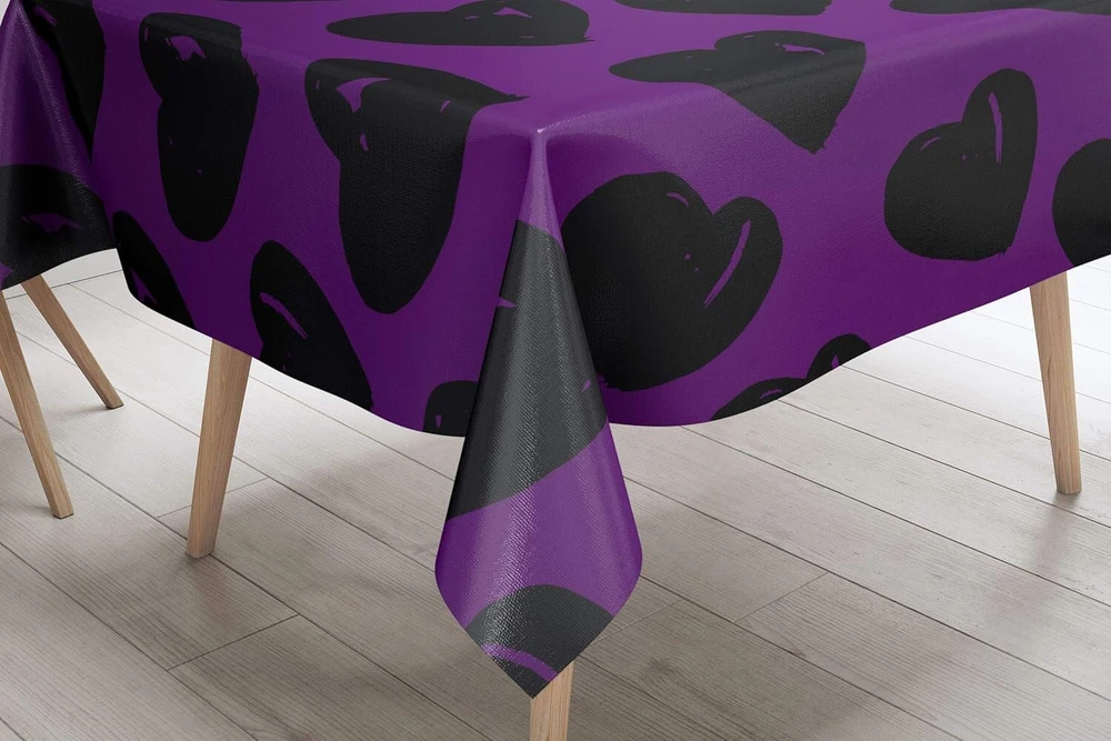 Le Jardin du Lin virtuvinis dekoratyvinis staltiesė, violetinė, juoda, 140 x 140 cm - sukurta ir pagaminta Turkijoje