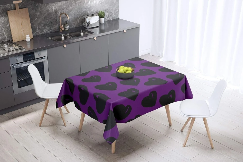 Le Jardin du Lin virtuvinis dekoratyvinis staltiesė, violetinė, juoda, 140 x 140 cm - sukurta ir pagaminta Turkijoje