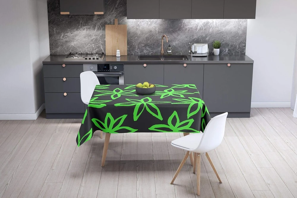Le Jardin du Lin virtuvinis dekoratyvinis staltiesė, neoninė žalia dūmų spalva 140 x 140 cm - sukurta ir pagaminta Turkijoje