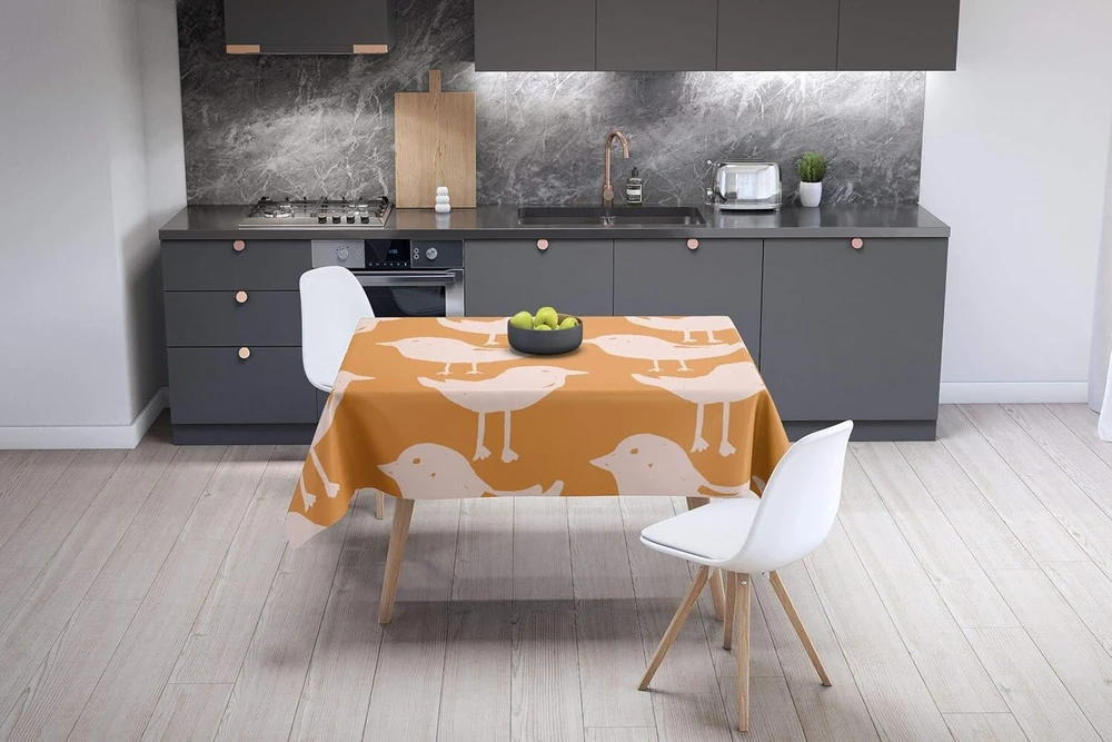 Le Jardin du Lin virtuvinis dekoratyvinis staltiesė oranžinė, ne tiesi balta 140 x 140 cm - sukurta ir pagaminta Turkijoje