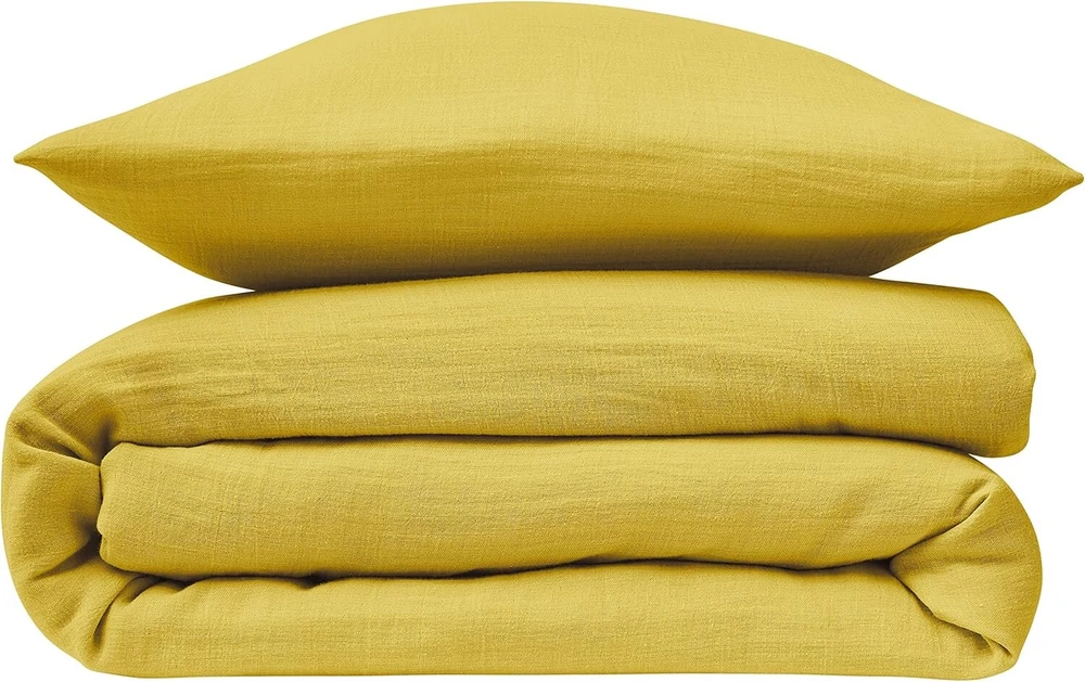Le Lit de Mon Bébé patalynės komplektas antklodės užvalkalas antklodei 100 x 135 cm - 100 x 140 cm + pagalvės užvalkalas 40 x 60 cm - Saffron - 100% medvilnės muslino marlė (trijų sluoksnių) lovytei, lopšiui, krepšiui