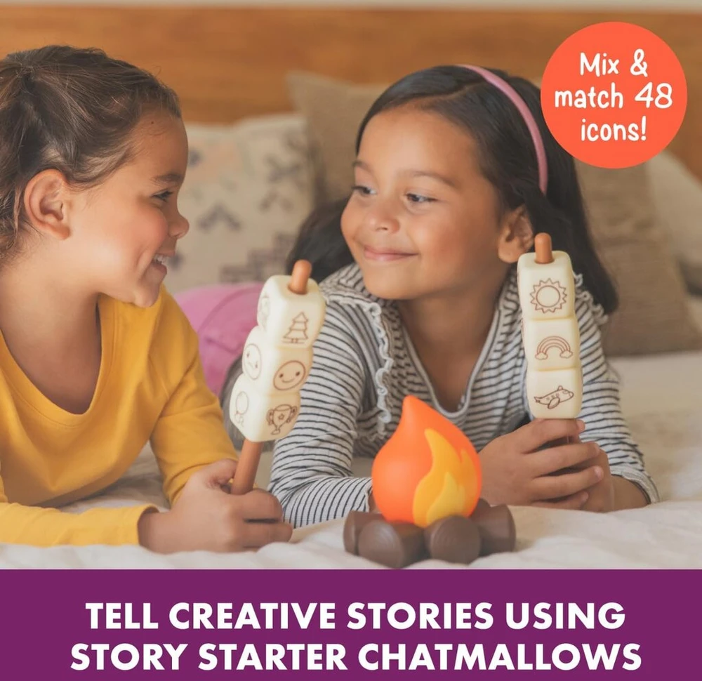 Learning Resources Campfire Chatmallows istorijų rinkinys 1450, vaidmenų žaidimas prie laužo nuo 4 metų, pasakojimas, skatina vaizduotę, su led lempute, kūrybinis žaidimas vaikams