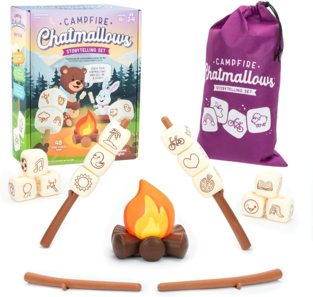 Learning Resources Campfire Chatmallows istorijų rinkinys 1450, vaidmenų žaidimas prie laužo nuo 4 metų, pasakojimas, skatina vaizduotę, su led lempute, kūrybinis žaidimas vaikams
