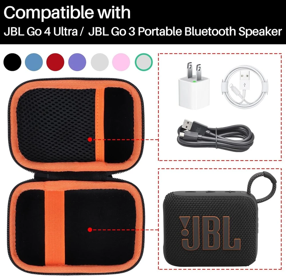 Kompiuterio kolonėlės Lebakort kietas kelioninis apsauginis dėklas, skirtas jbl go 4 / jbl go 3 nešiojamam bluetooth garsiakalbiui (raudonas)