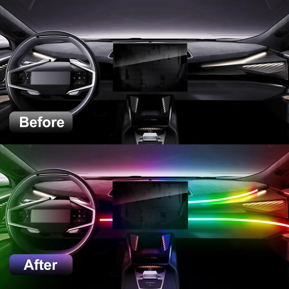 Led interjero apšvietimas automobiliui, 110+35cm, Rgb, valdomas programėle