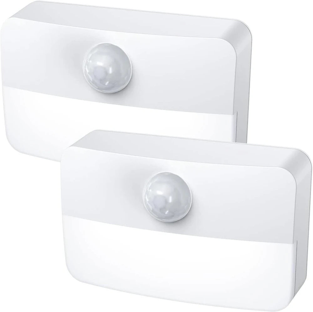 Led naktinė lemputė su judesio davikliu, balta naktinė lemputė su baterija, automatinis įjungimas/išjungimas, lipnus spintelių apšvietimas, naktinė lemputė su judesio davikliu laiptams, prieškambariui, vaikų kambariui, miegamajam (2 vnt.)