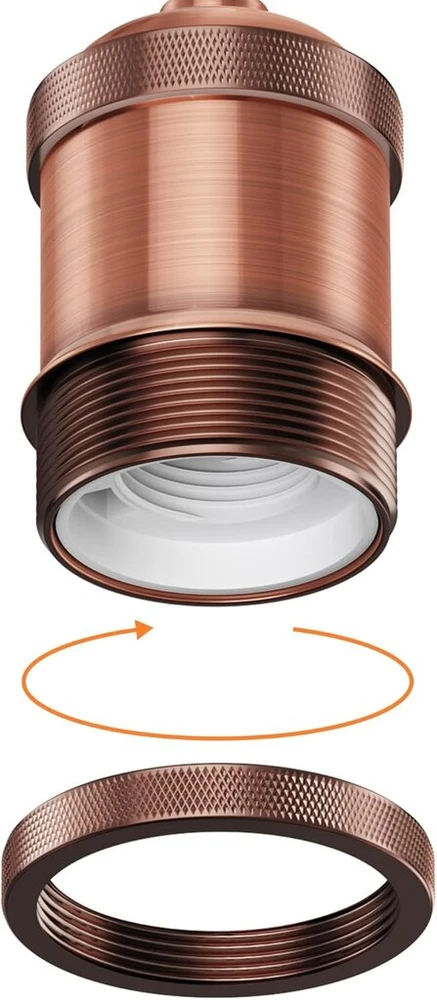 Ledscom.de 2 x tekstilinis kabelis Retra, kištukas, jungiklis, bronzos spalvos, 3 m, lempos lizdas, 1x E27 maks. 60 W