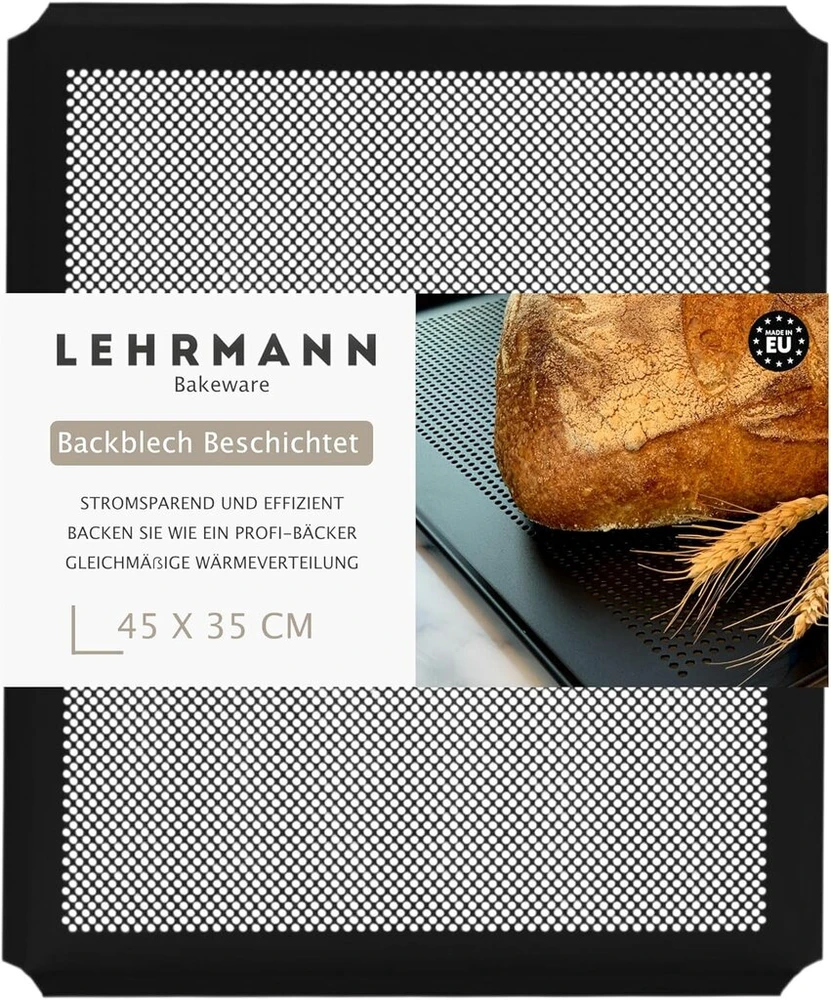 Lehmann Lehrmann perforuotas kepimo padėklas 45 x 35 cm su nelimpančia danga, skirtas pyragams, picoms, tinkamas Bauknecht Whirlpool orkaitei