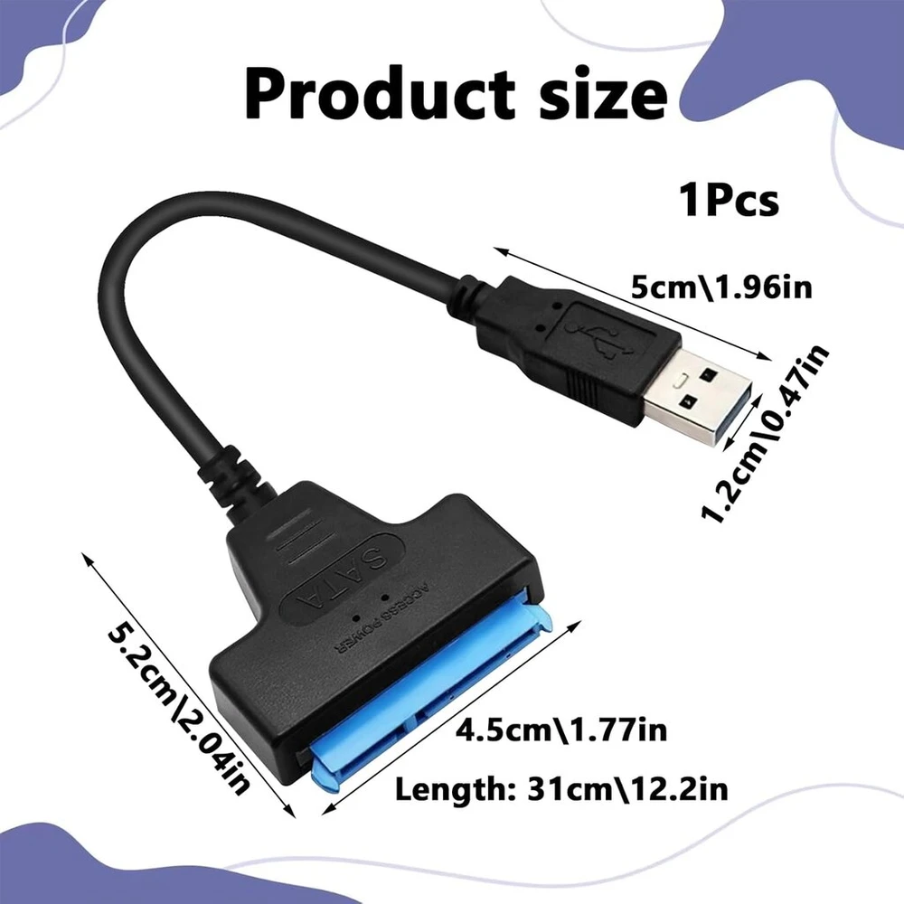 Leibochao usb 3.0 į sata adapteris, 5 gbps kabelis 2.5 colio hdd/ssd - palaiko windows xp/vista/7/8/10, mac os ir linux