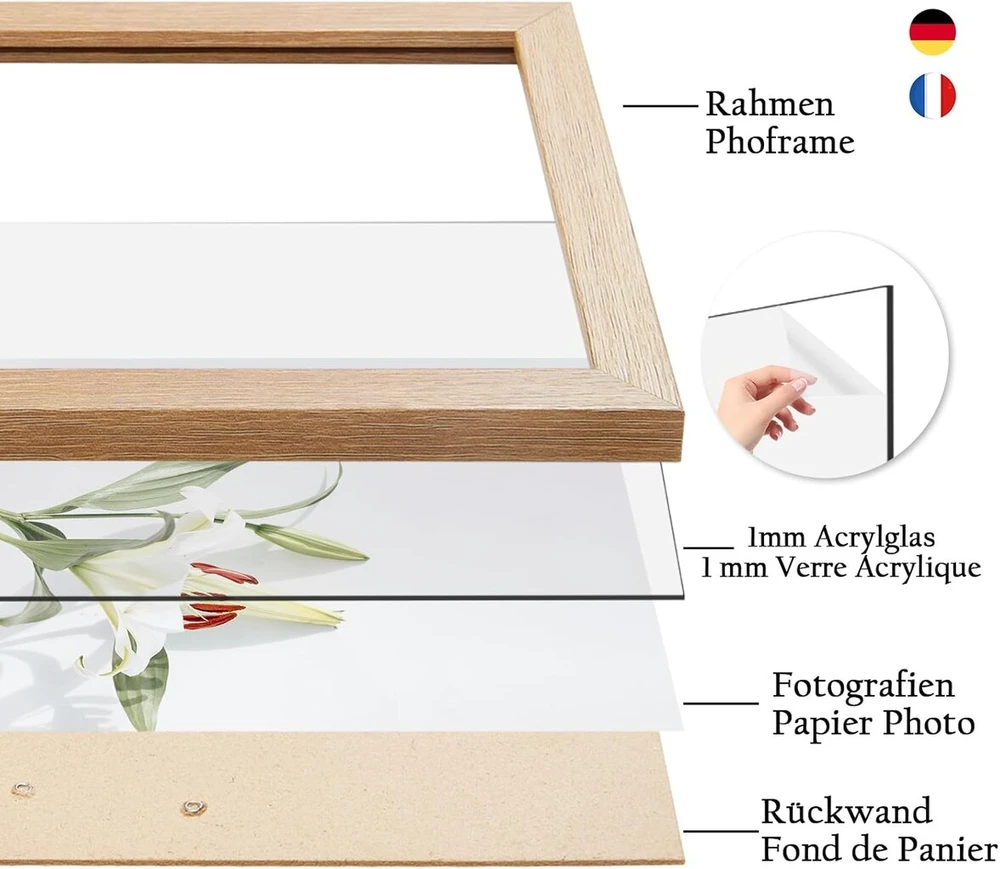 Plakatas Lemon cloud mažas nuotraukų rėmelis - 4 mdf modernių medinių nuotraukų rėmelių rinkinys 15 x 10 nuotraukoms ir paveikslams, su nedūžtančiu akrilo stiklu ir užsukamu galiniu skydeliu