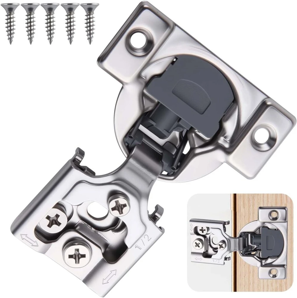 Leontool 10 vnt. pakuotė 1/2 colio uždengimo 3d švelnaus uždarymo paslėpti vyriai virtuvės spintelės priekinio rėmo spintelės vyriai 105° atidarymo spintelės vyriai savaime užsidarantys vyriai šlifuotas nikelis