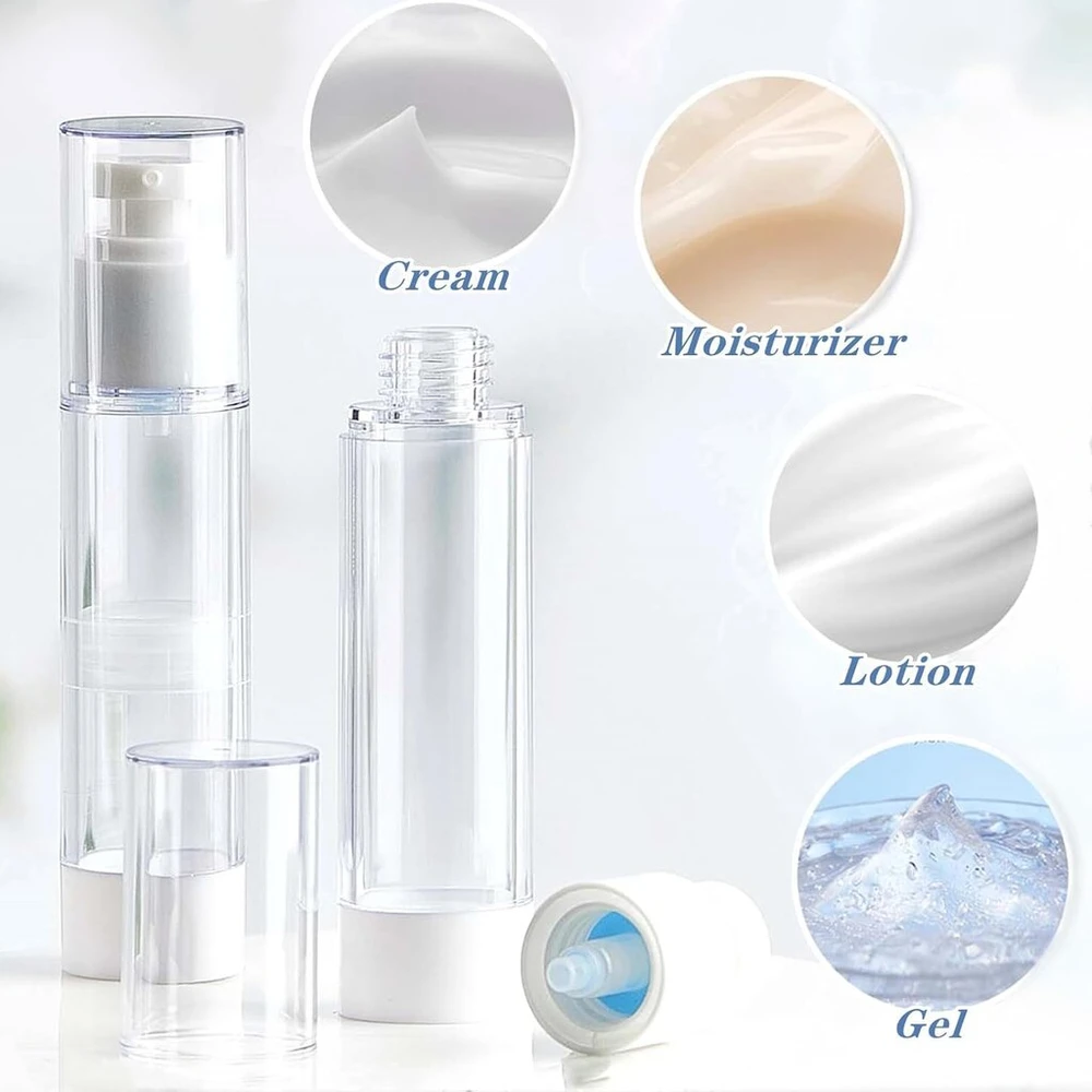Leslady 6 vnt. 50 ml beorio siurblio dozatorius, tuščias kremo dozatorius, kosmetikos produktų kelioniniai buteliukai užpildymui, tuščias losjono siurblio buteliukas kelionėms ir naudojimui namuose