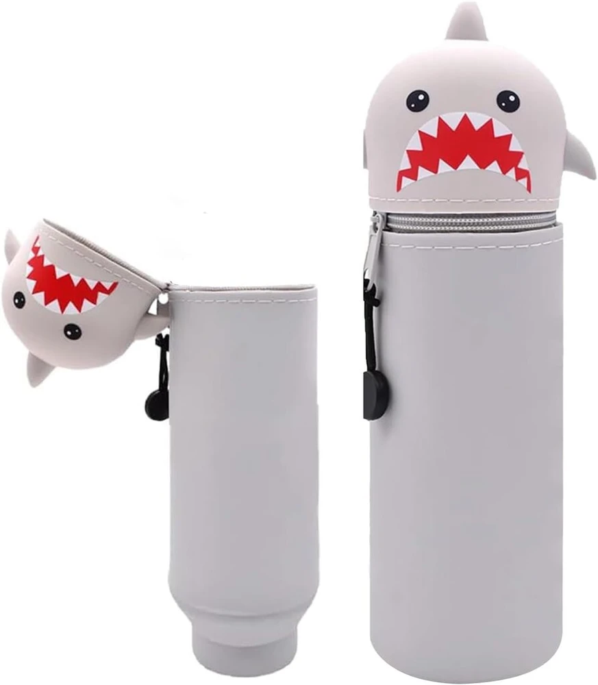 Lewbdf silikoninis penalas, minkšto silikono penalas, kawaii penalas, kawaii penalas, pastatomas penalas, rašiklių laikiklis mergaitėms berniukams, shark, kawaii penalas