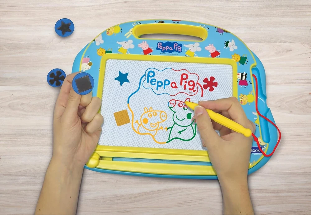 Lexibook, Peppa Pig daugiaspalvė magiška piešimo lenta, 3 magnetiniai antspaudai ir rašiklis, meninis ir kūrybinis žaislas spalvotam piešimui, mėlyna/geltona, Crpp550